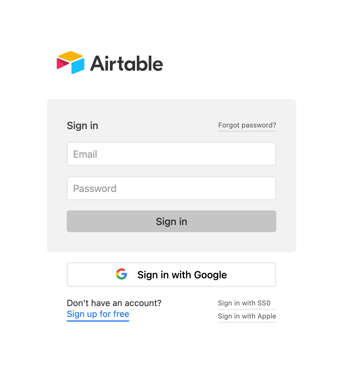 Airtable Signin page