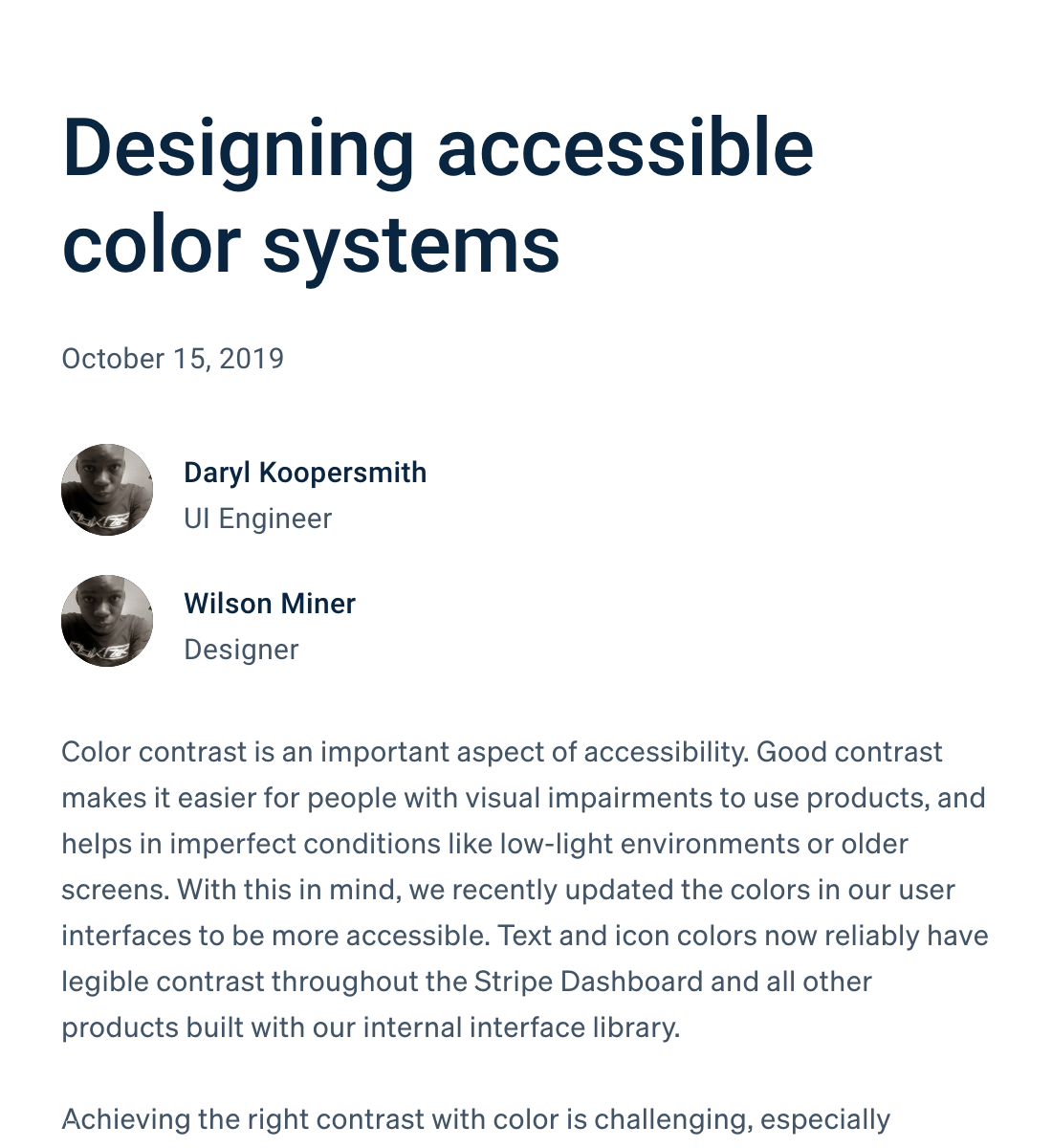 Stripe blog post: Designing accessible color systems